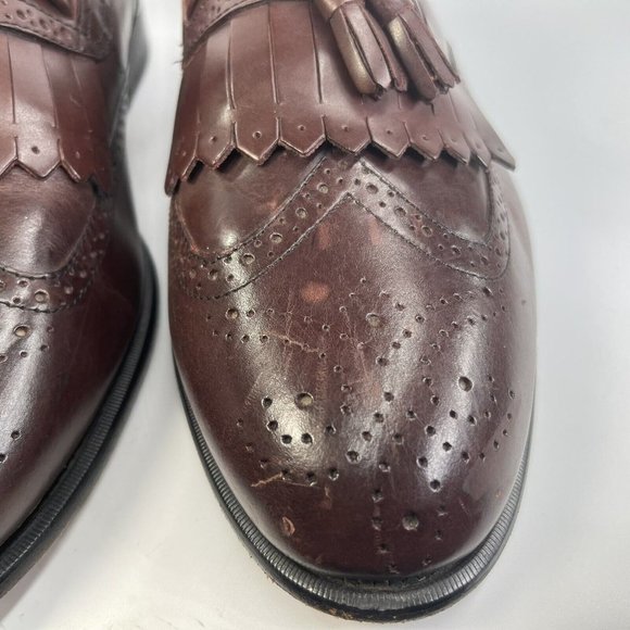J&M Limited Formal Shoes Mens Burgundy Leather Tassel Wingtip Size  US 12M - Picture 3 of 12